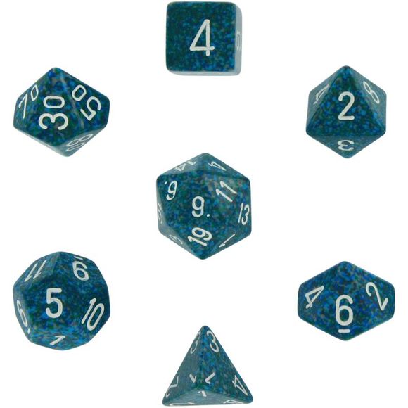 Polyhedral 7-Die Speckled Dice Set - Sea - Picture 1 of 1